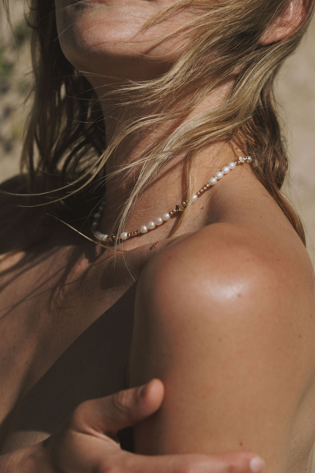 Solid Gold and Pearl Necklace