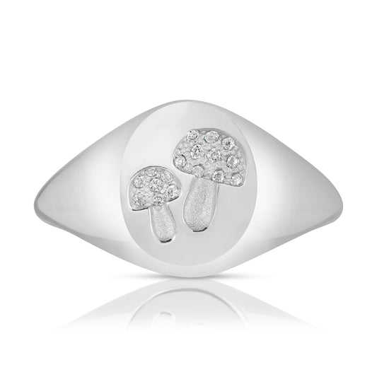 Mushroom Signet Ring Silver