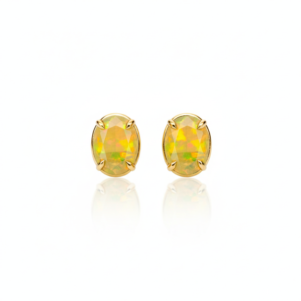 14k Solid Gold Opal Studs