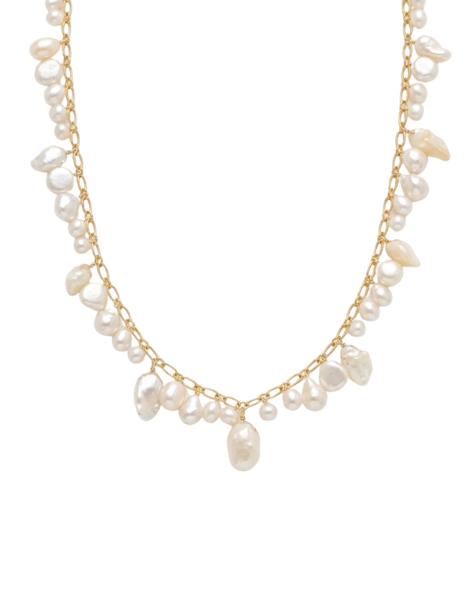 Maris Gold Pearl Charm Necklace