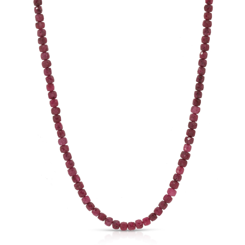 Natural Ruby Bead Necklace
