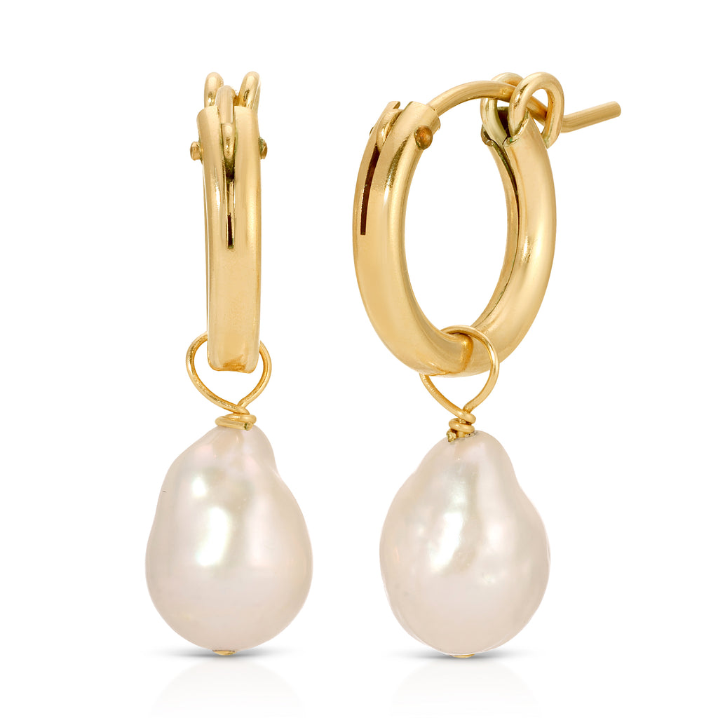 Pearl Dangle Hoop Earrings