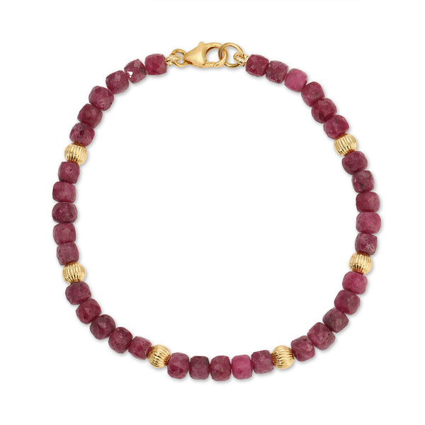 Ruby and Gold Bead Bracelet