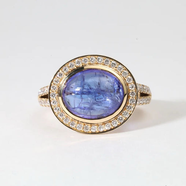 Tanzanite & Diamond Halo Ring