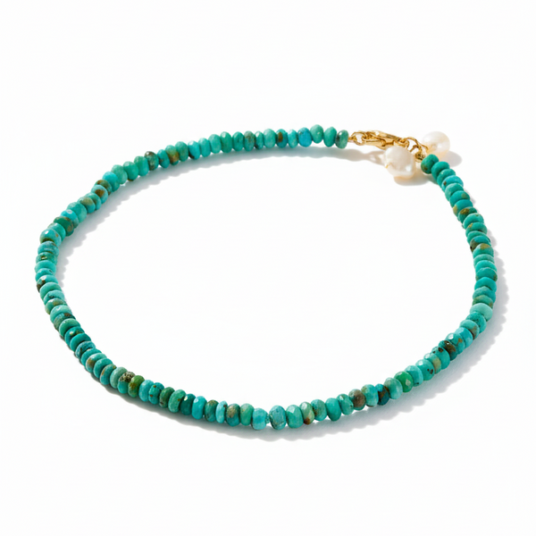 Turquoise & Pearl Charm Bracelet / Anklet