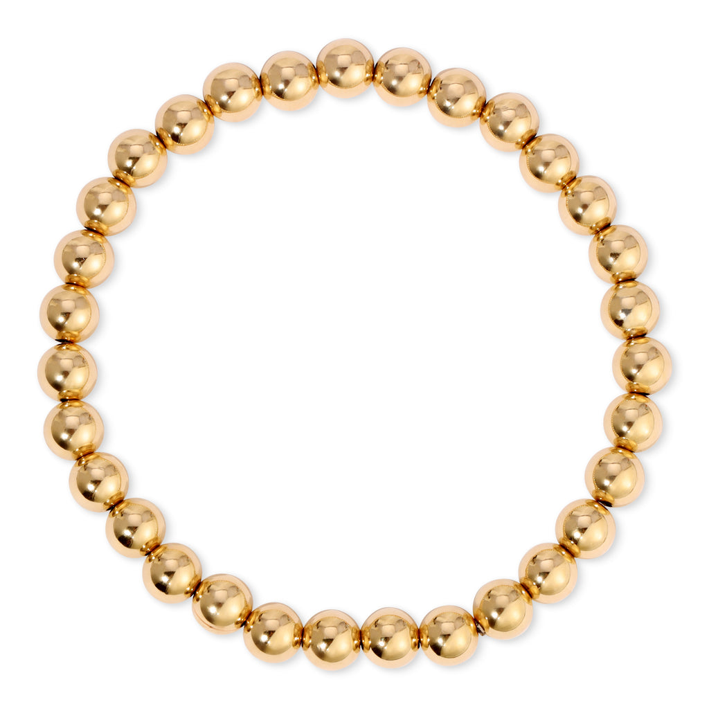 6mm Gold Bead Bracelet