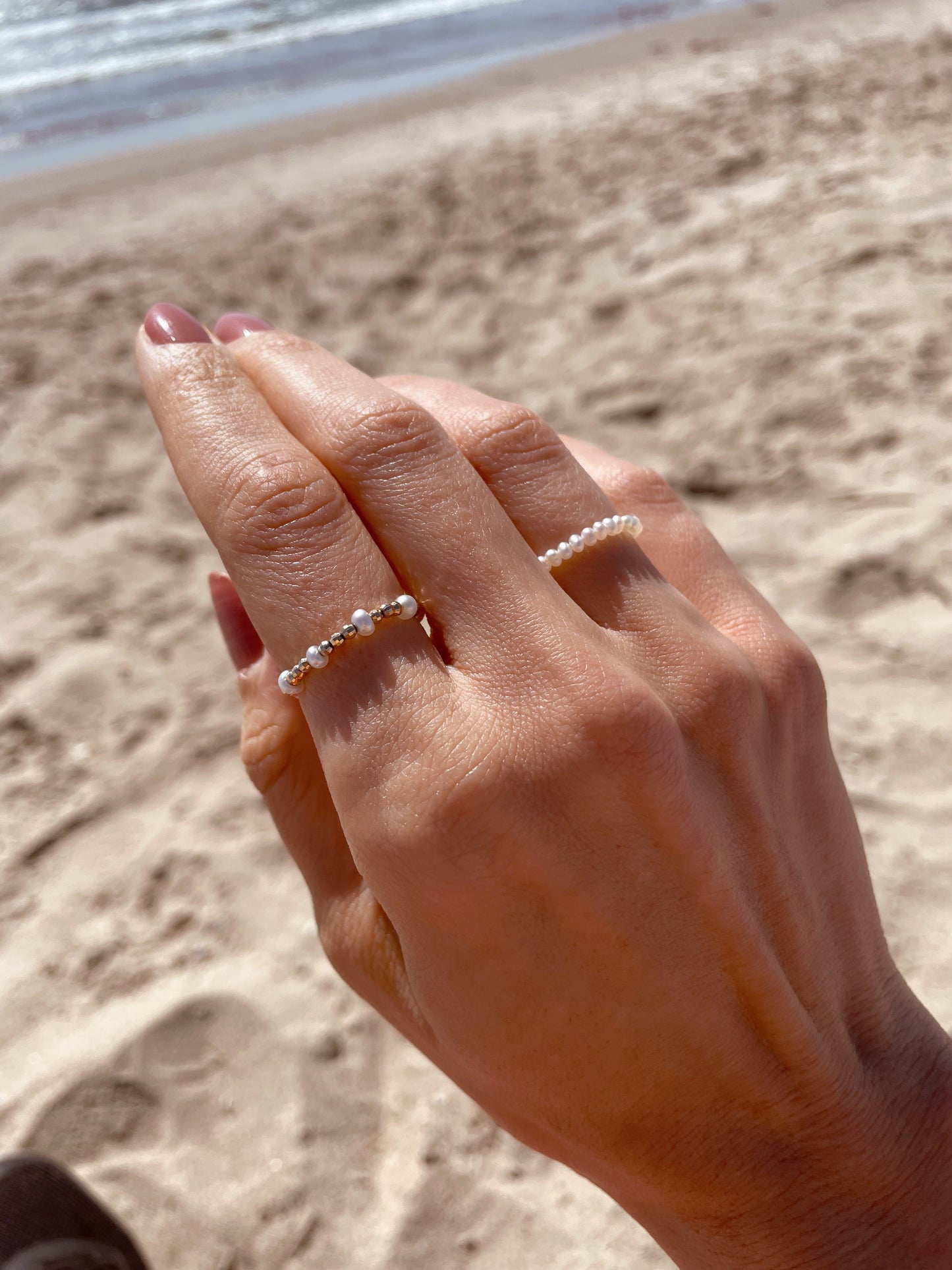 14k Gold & Pearl Stretch Ring
