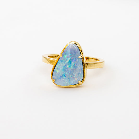 One of A Kind Blue Boulder Opal Ring