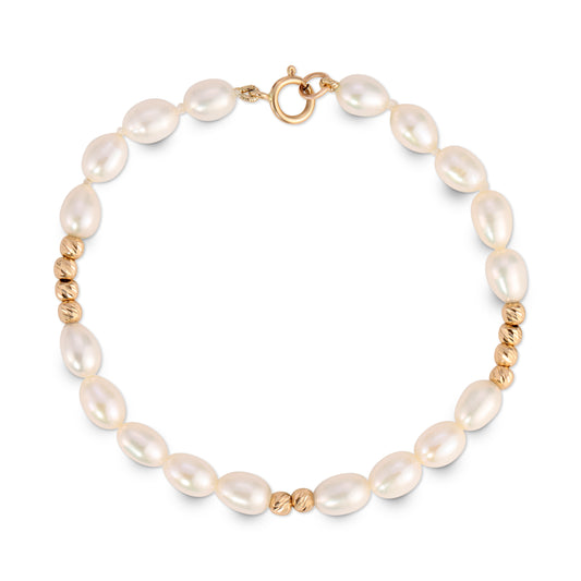 Solid Gold and Pearl Bracelet