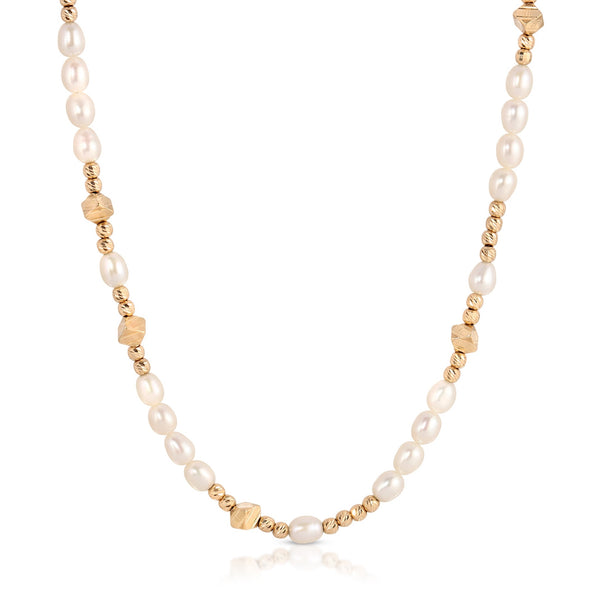 Solid Gold and Pearl Necklace